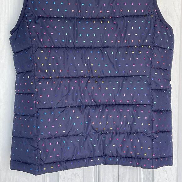 Gap Teen Girls puffer vest Water Resistant Large Blue Polka Dots - Picture 10 of 11